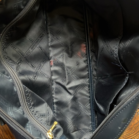 Longchamp top handle smooth navy blue leather shoulder bag - Picture 6 of 6